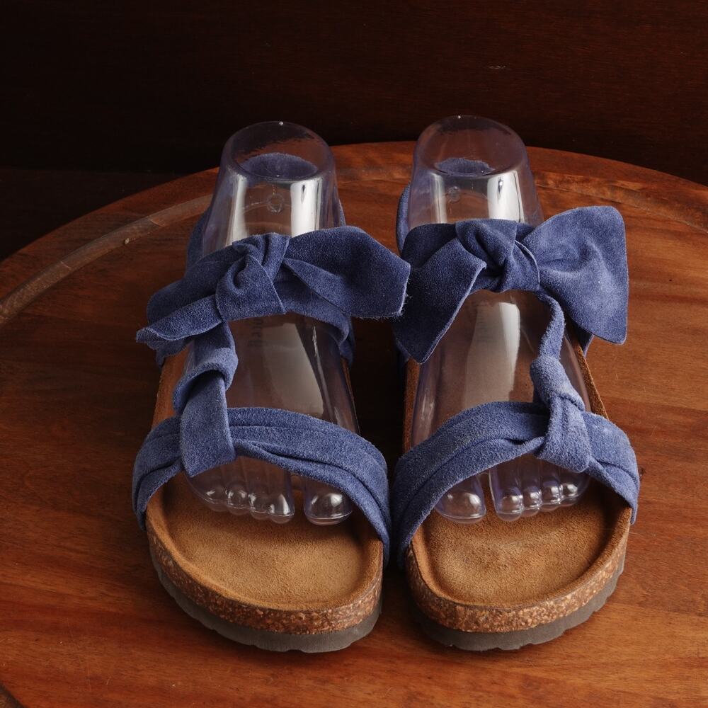 Sundance Sandals Womens SZ EU 41 US 10-10.5 Blue Tigerlily Suede Bow Boho Shoes - Picture 2 of 13